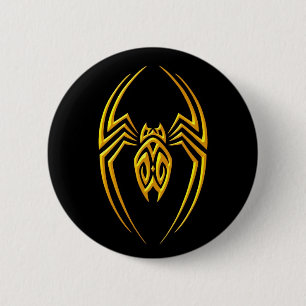 Badge Rond 5 Cm Araignée de fer - jaune et noir