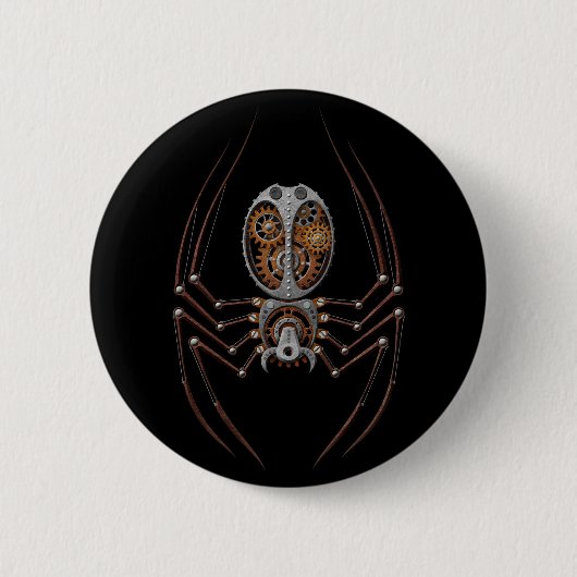 Badge Rond 5 Cm Araignée de Steampunk, arrière - plan noir (Devant)