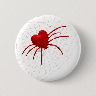 Badge Rond 5 Cm Araignée des Coeurs rouges