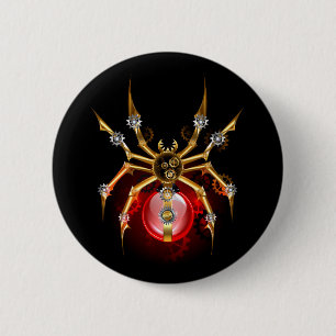Badge Rond 5 Cm Araignée en vapeur noire