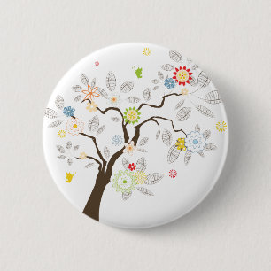 Badge Rond 5 Cm Arbre abstrait