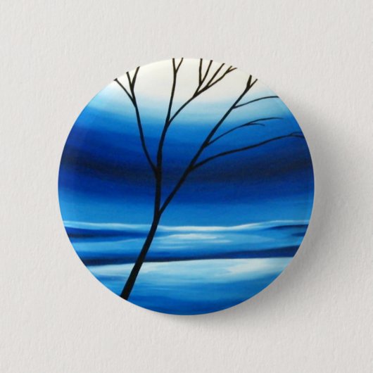Badge Rond 5 Cm Arbre Abstrait Ciel Bleu (Devant)