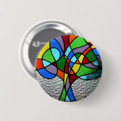 Badge Rond 5 Cm Arbre abstrait d'insigne de la vie (Devant & derrière)