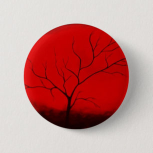 Badge Rond 5 Cm Arbre Abstrait et ciel rouge Art déco Abstrait ori