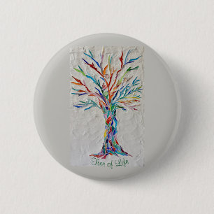 Badge Rond 5 Cm Arbre arc-en-ciel de la vie