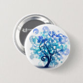 Badge Rond 5 Cm Arbre bleu (Devant & derrière)