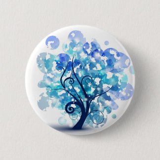 Badge Rond 5 Cm Arbre bleu