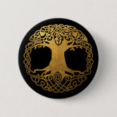 Badge Rond 5 Cm Arbre celtique d'or (Devant)