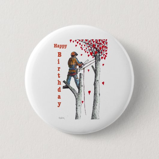 Badge Rond 5 Cm Arbre chirurgien Arboriste Carte d'anniversaire (Devant)