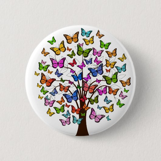 Badge Rond 5 Cm Arbre d'arc-en-ciel de papillon (Devant)