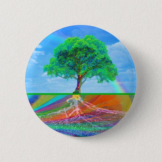 Badge Rond 5 Cm Arbre de bonheur de la vie (Devant)