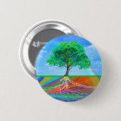 Badge Rond 5 Cm Arbre de bonheur de la vie (Devant & derrière)