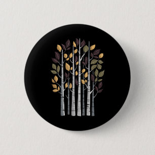 Badge Rond 5 Cm Arbre de bouleau amant d'automne saison feuilles d