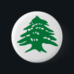 Badge Rond 5 Cm Arbre de cèdre vert du Liban<br><div class="desc">Bouton rond vert d'arbre de cèdre du Liban. L'arbre de cèdre vert,  emblème national du Liban de son drapeau.</div>