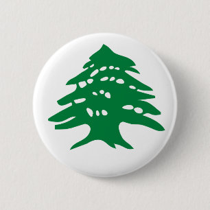 Badge Rond 5 Cm Arbre de cèdre vert du Liban