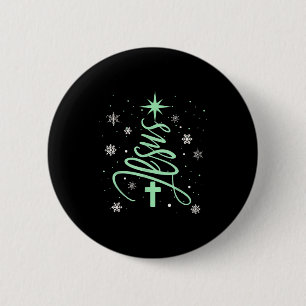 Badge Rond 5 Cm Arbre de Jésus Noël chrétien Foi Flocons de neige