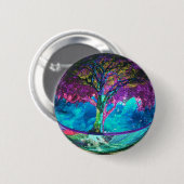 Badge Rond 5 Cm Arbre de méditation de la vie (Devant & derrière)