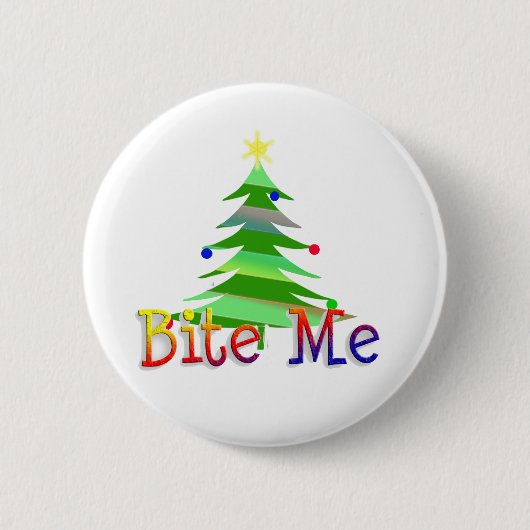 Badge Rond 5 Cm Arbre de Noël Bite Me (Devant)