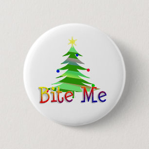 Badge Rond 5 Cm Arbre de Noël Bite Me