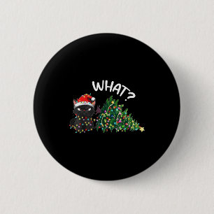 Badge Rond 5 Cm Arbre de Noël Chat Noir Drôle Noël Joyeux Humour C