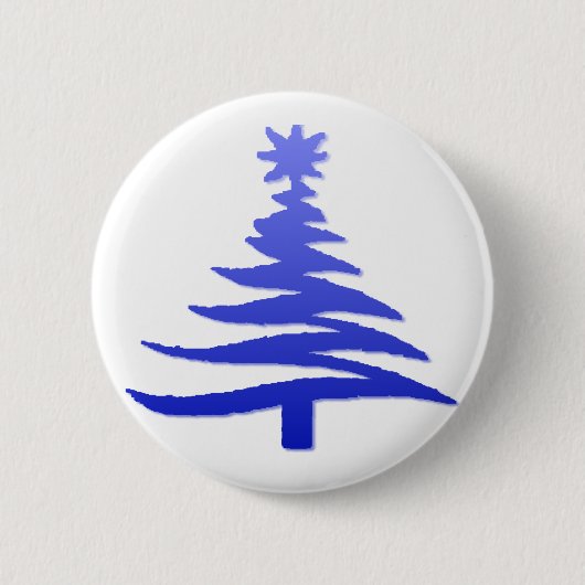 Badge Rond 5 Cm Arbre de Noël Cobalt bleu (Devant)