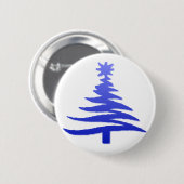 Badge Rond 5 Cm Arbre de Noël Cobalt bleu (Devant & derrière)