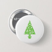 Badge Rond 5 Cm Arbre de Noël dans vert et le blanc (Devant & derrière)