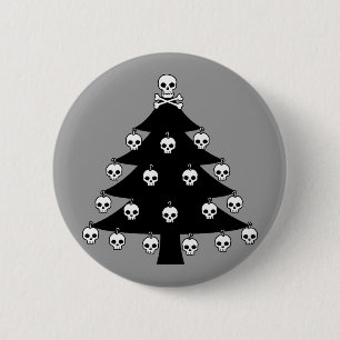 Badge Rond 5 Cm Arbre de Noël de crâne