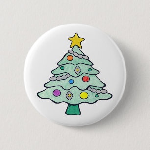 Badge Rond 5 Cm Arbre de Noël de crayon