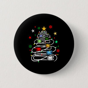Badge Rond 5 Cm Arbre de Noël de tube de sang de phlébotomie Phléb