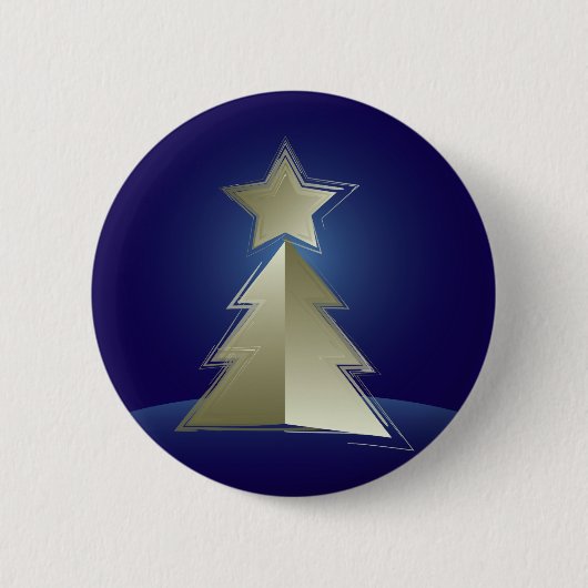 Badge Rond 5 Cm Arbre de Noël doré (Devant)