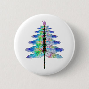 Badge Rond 5 Cm Arbre de Noël dragonfly