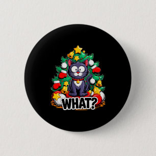 Badge Rond 5 Cm Arbre de Noël drôle chat noir Noël humour