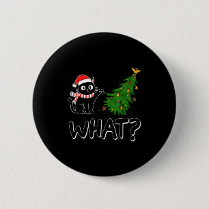 Badge Rond 5 Cm Arbre de Noël drôle chat noir Noël humour Ca