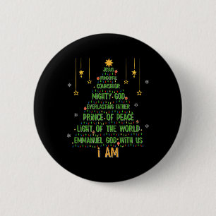 Badge Rond 5 Cm Arbre de Noël Jésus Bible chrétienne Foi Fête