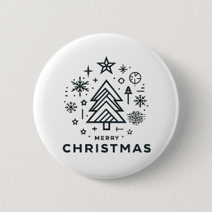 Badge Rond 5 Cm Arbre de Noël minimaliste Joyeux design de Noël