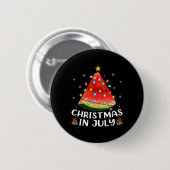 Badge Rond 5 Cm Arbre de Noël Pastèque Éclairage Drôle Noël d'Été (Devant & derrière)