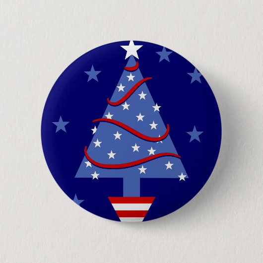 Badge Rond 5 Cm Arbre de Noël patriotique (Devant)