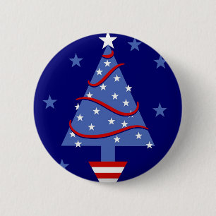 Badge Rond 5 Cm Arbre de Noël patriotique