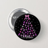 Badge Rond 5 Cm Arbre de Noël Pink Ribbon (Devant & derrière)