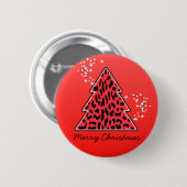 Badge Rond 5 Cm Arbre de Noël Red Leopard Cheetah (Devant & derrière)