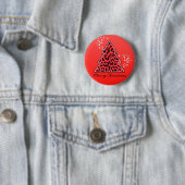 Badge Rond 5 Cm Arbre de Noël Red Leopard Cheetah (En situation)