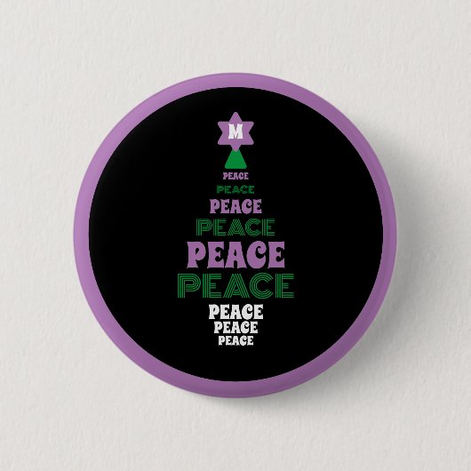 Badge Rond 5 Cm Arbre de Noël vert et pourpre (Devant)
