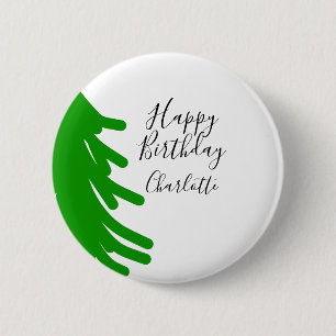 Badge Rond 5 Cm Arbre de Noël vert joyeux anniversaire décembre hi