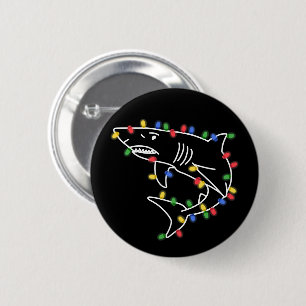 Badge Rond 5 Cm Arbre de Noël Xmas Animal de compagnie Requin Amat