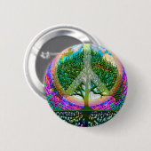 Badge Rond 5 Cm Arbre de paix de la vie (Devant & derrière)