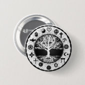 Badge Rond 5 Cm Arbre de religions du monde de la vie (Devant & derrière)