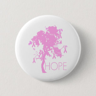 Badge Rond 5 Cm Arbre de ruban rose d'espoir