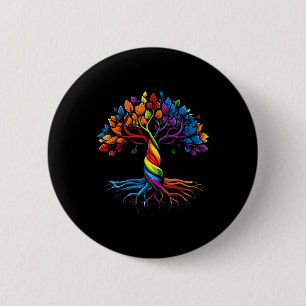 Badge Rond 5 Cm Arbre De Vie Arc-En-Ciel Lgbt Gay Lesbian Pride Dr