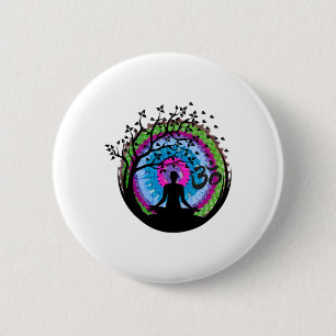 Badge Rond 5 Cm Arbre de Yoga Crochet Om Mandala, tricot et coutur